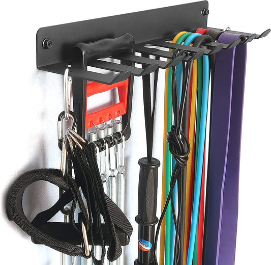 Gym Storage Rack,Home Gym Organizer Resistance Band Storage Rack Gym Wall Rack Hanger for Gym Accessories Olympic Barbells, Workout Bands, Yoga Foam Roller or Tools …